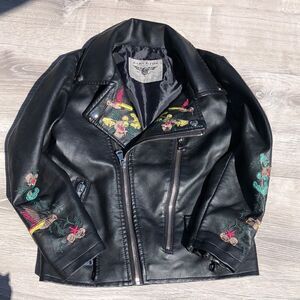 Zarv Kids faux leather embroidery jacket